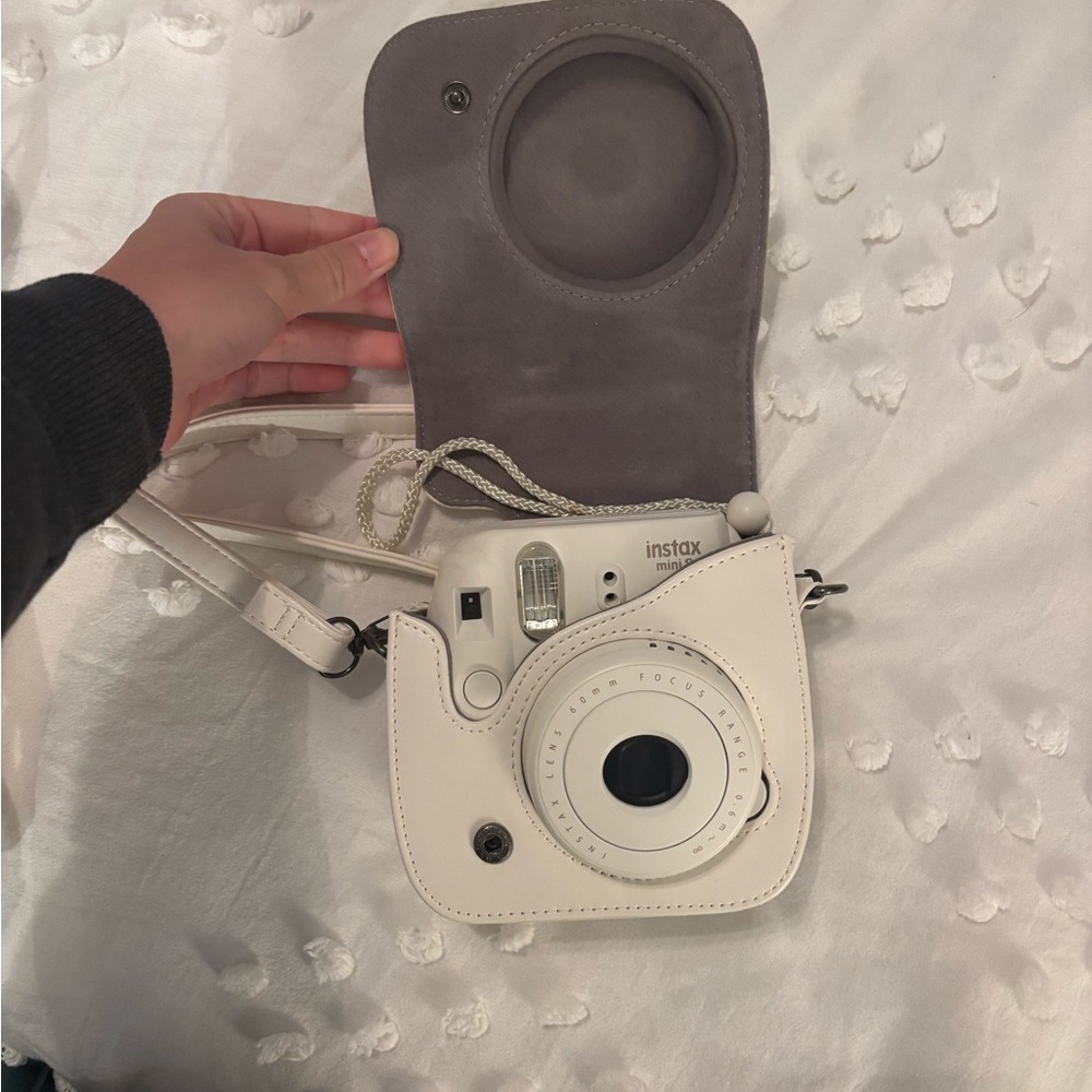 Instax Cream Camera with Gray Case